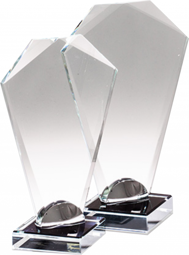 Üveg díj sapphire (15cm)